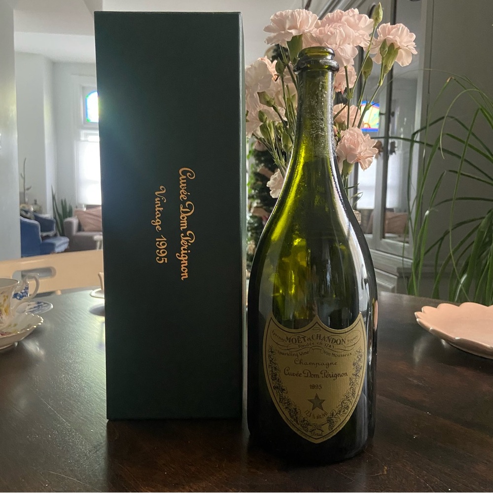 Vintage 1995 Green Champagne Bottle